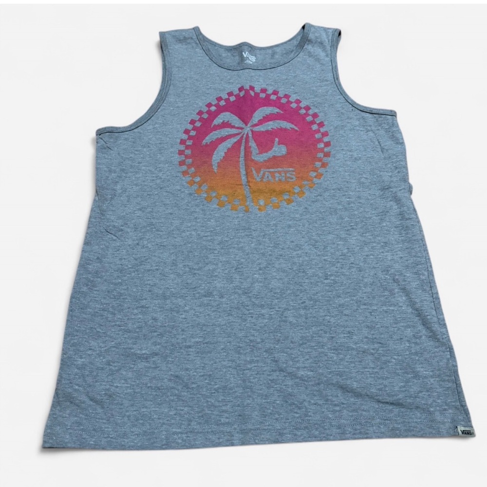 Vans Kids Gray Tank Top with Sunset Palm Design